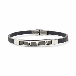 Niki Leather Roma Rakam Desenli Çelik Bileklik 3893SCB005