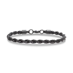 Niki Leather Rope Halat Çelik Zincir Bileklik 6mm 3893CZB2D8