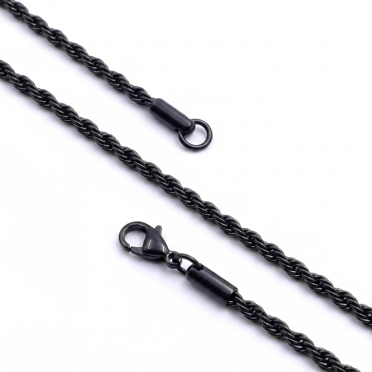 Niki Leather Rope Halat Erkek Çelik Kolye 2mm 55cm Siyah 4013ECK047