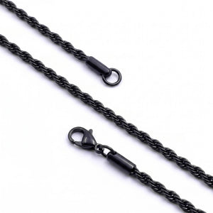 Niki Leather Rope Halat Erkek Çelik Kolye 2mm 55cm Siyah 4013ECK047