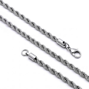 Niki Leather Rope Halat Erkek Çelik Kolye 6mm 55cm Beyaz 4013ECK033