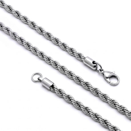 Niki Leather Rope Halat Erkek Çelik Kolye 6mm 55cm Beyaz 4013ECK033