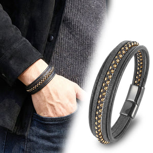 Niki Leather Sarı Hematit Ve Çoklu Deri Bileklik 38934B3D2