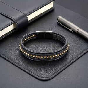 Niki Leather Sarı Hematit Ve Çoklu Deri Bileklik 38934B3D2