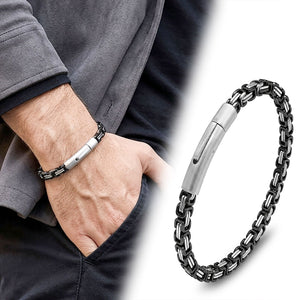 Niki Leather Siyah&Beyaz Tekli 4mm Kral Model Çelik Zincir Erkek Bileklik – Çelik Kilitli 40135B2D10