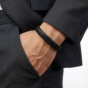 Niki Leather Siyah Deri Örgü Bileklik 40133B4D4Z