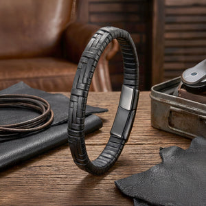 Niki Leather Siyah Deri Örgü Ve Çelik Bileklik 40133B9D4