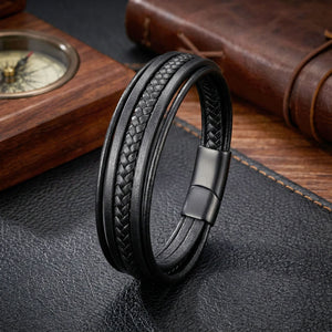 Niki Leather Siyah Tüp Örgü Ve Çoklu Deri Bileklik - Zamak Kilit 38933B2D2Z
