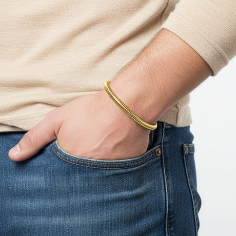 Niki Leather Spiral Örgü Çelik Zincir Bileklik 6mm 3893CZB2D9