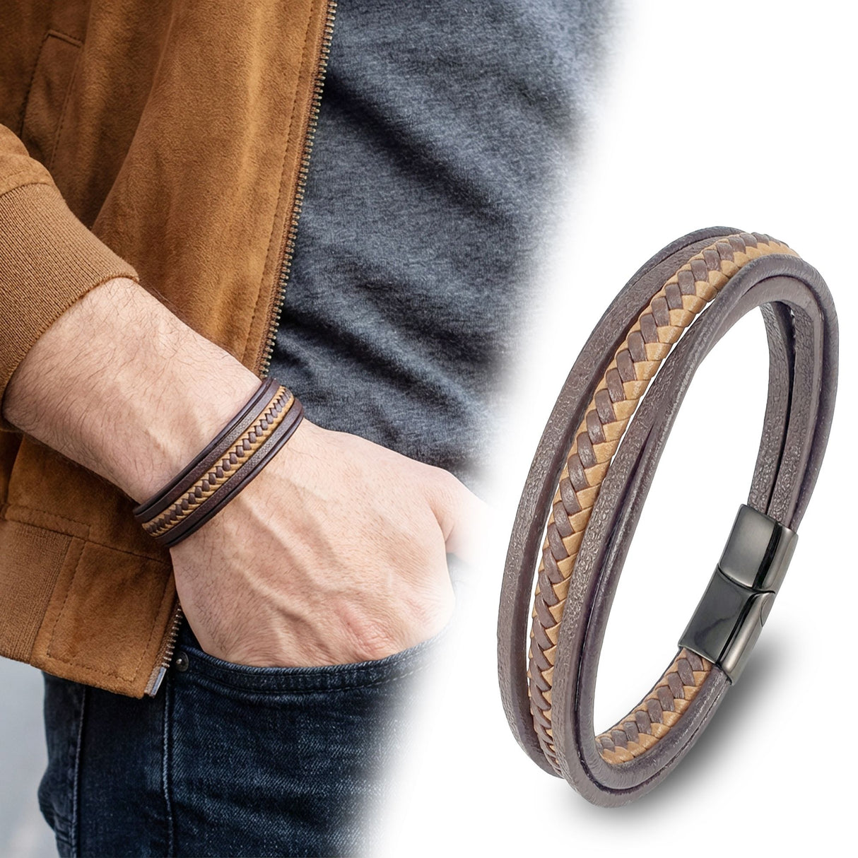 Niki Leather Taba Kahve Çoklu Deri Bileklik 38933B2D8