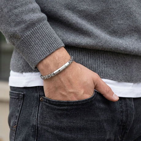 Niki Leather Tekli 4mm Kral Model Çelik Zincir Erkek Bileklik – Çelik Kilitli 38935B2D5