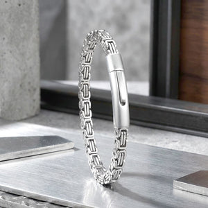 Niki Leather Tekli 4mm Kral Model Çelik Zincir Erkek Bileklik – Çelik Kilitli 38935B2D5