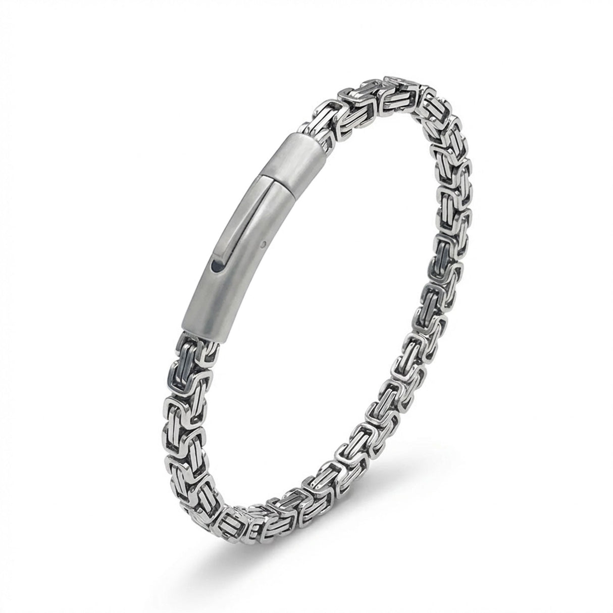 Niki Leather Tekli 4mm Kral Model Çelik Zincir Erkek Bileklik – Çelik Kilitli 38935B2D5