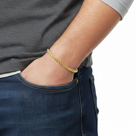 Niki Leather Tilki Kuyruğu Çelik Zincir Bileklik 4mm Köşeli 3893CZB2D2