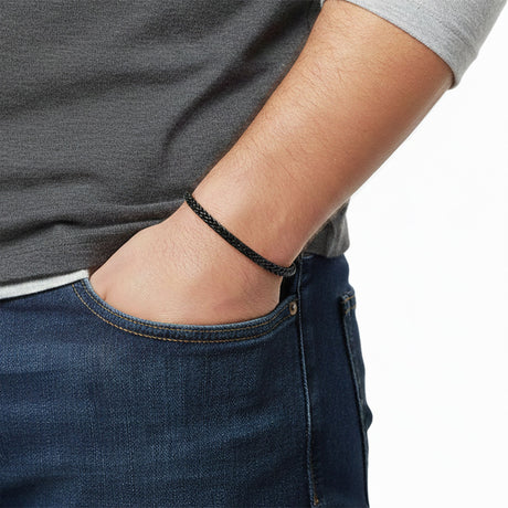 Niki Leather Tilki Kuyruğu Çelik Zincir Bileklik 4mm Köşeli 3893CZB2D2