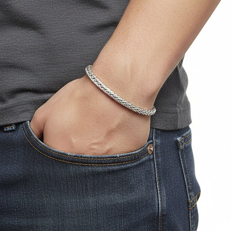 Niki Leather Tilki Kuyruğu Çelik Zincir Bileklik 4mm Yuvarlak 3893CZB2D1