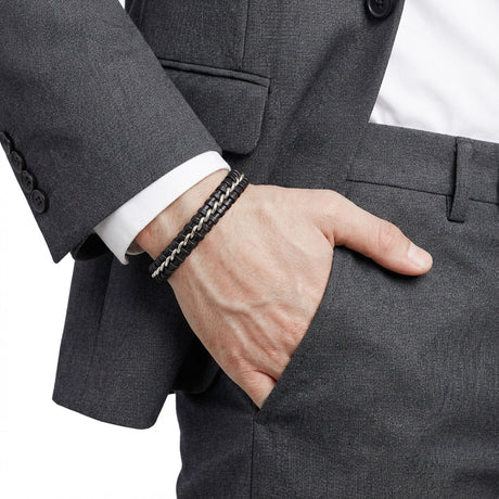 Niki Leather Zincir Model Çelik Ve Deri Bileklik 38934B2D1