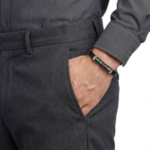 Niki Leather Zümrüt Taşlı Deri Bileklik 40131G6D5M