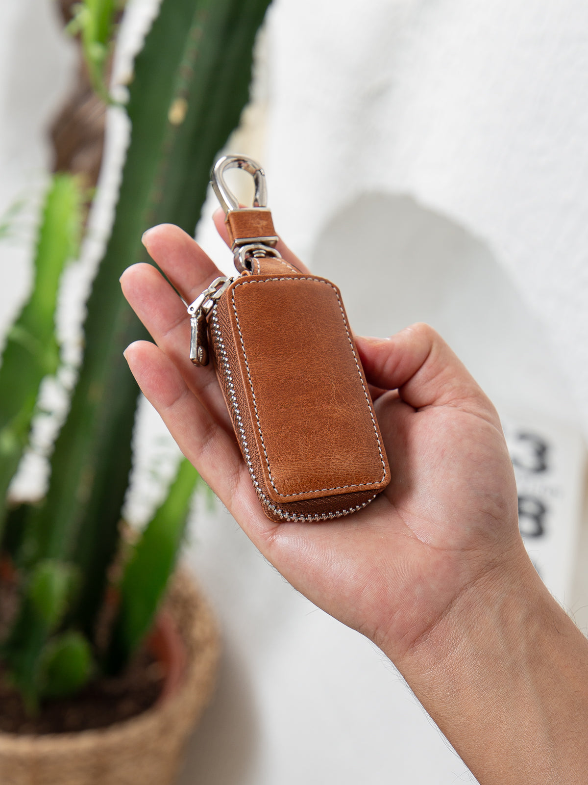 Niki Leather Hakiki Deri Fermuarlı Kancalı Oto ve Ev Anahtarlığı