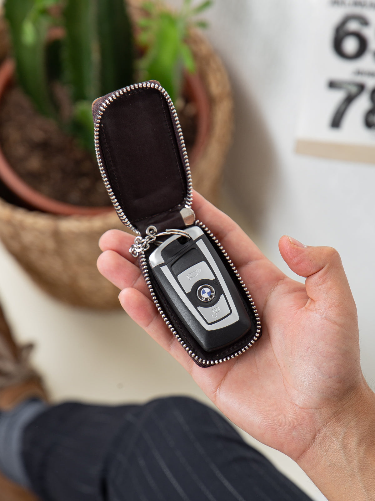 Niki Leather Hakiki Deri Fermuarlı Kancalı Oto ve Ev Anahtarlığı