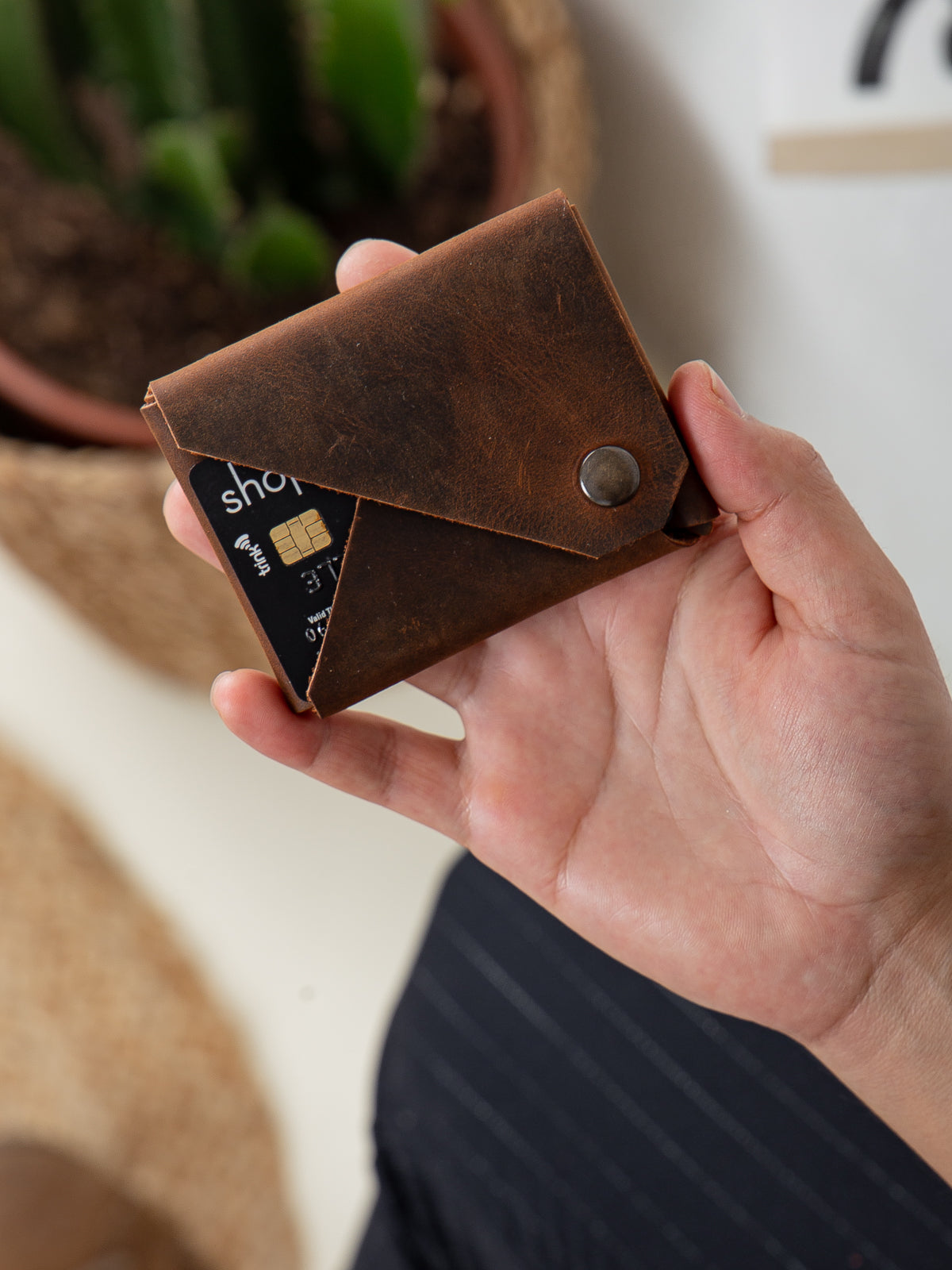 Niki Leather Pepe Deri Oragami Kartlık