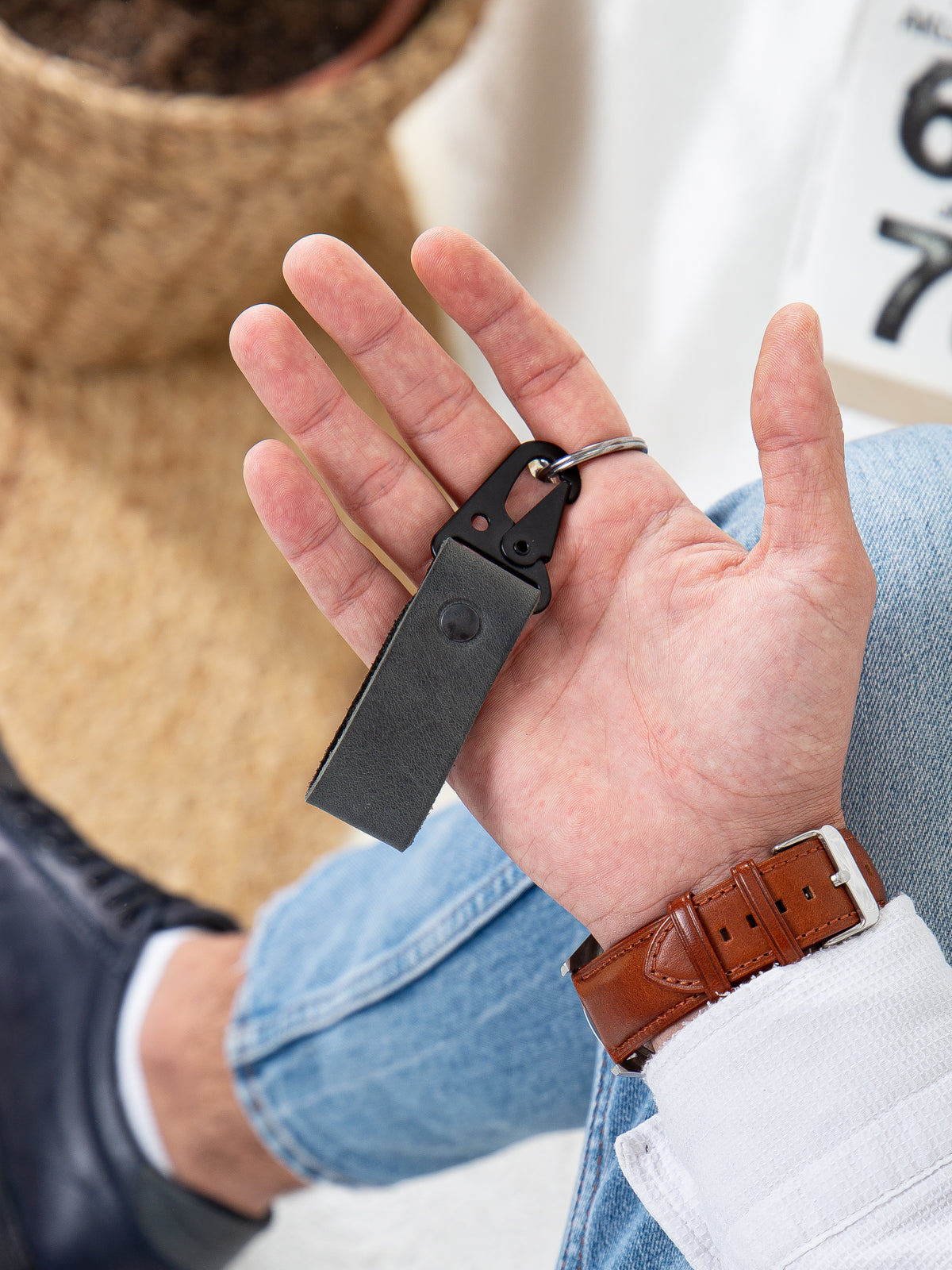 NİKİ LEATHER Crazy Deri Kancalı Anahtarlık