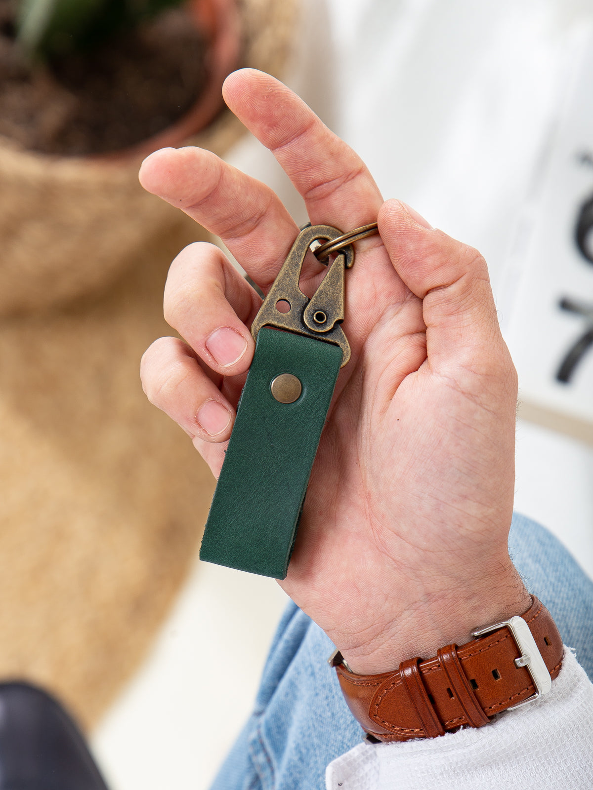 NİKİ LEATHER Crazy Deri Kancalı Anahtarlık