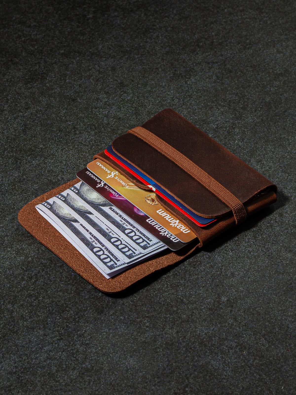 Niki Leather Star Unisex Cüzdan Kartlık Crazy Deri