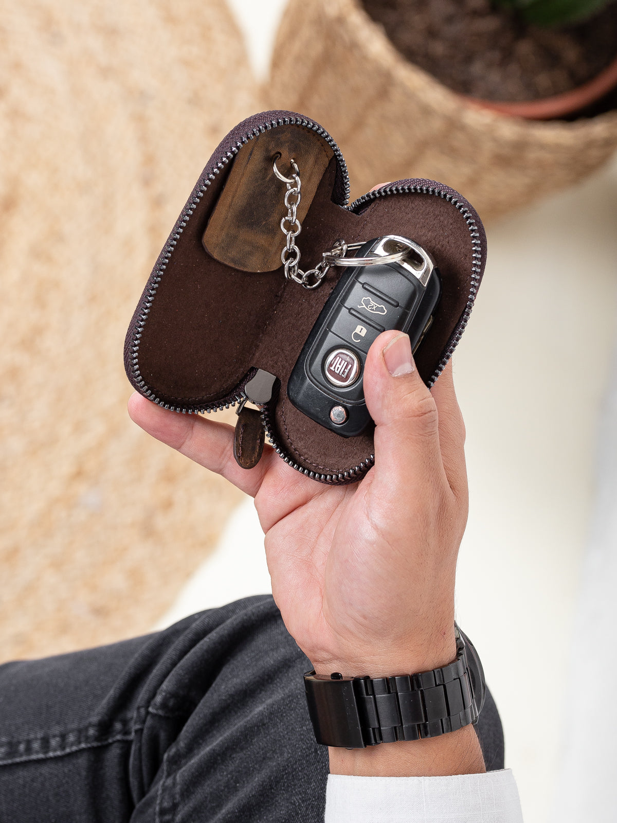 Niki Leather Hakiki Deri Fermuarlı Anahtarlık