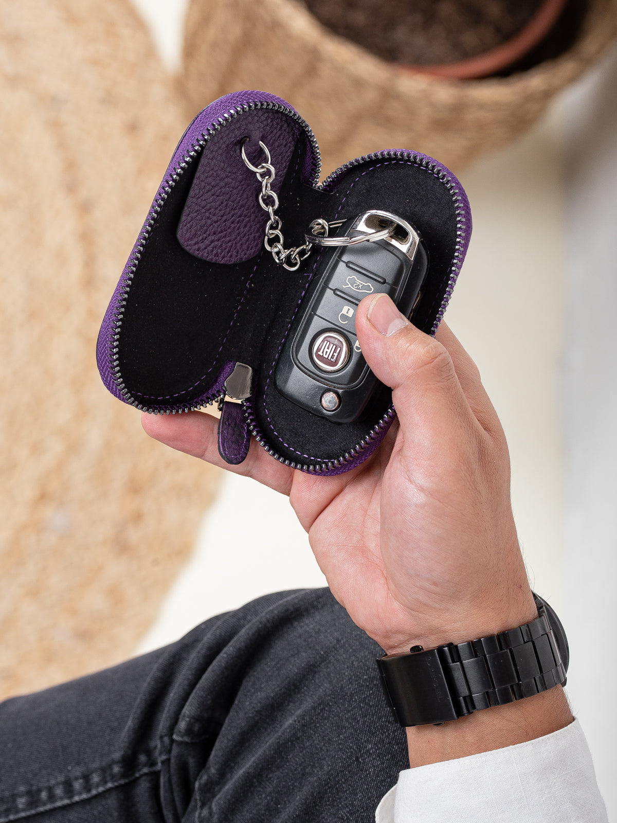 Niki Leather Hakiki Deri Fermuarlı Anahtarlık