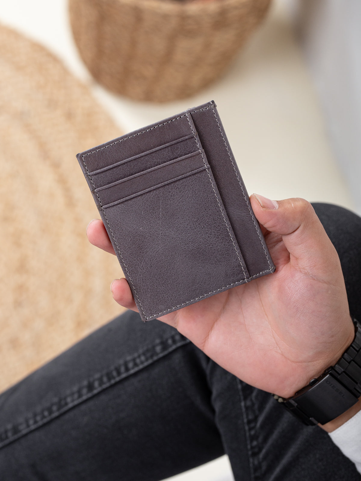 Niki Leather Cavu Vintage Deri Unisex Kartlık Cüzdan