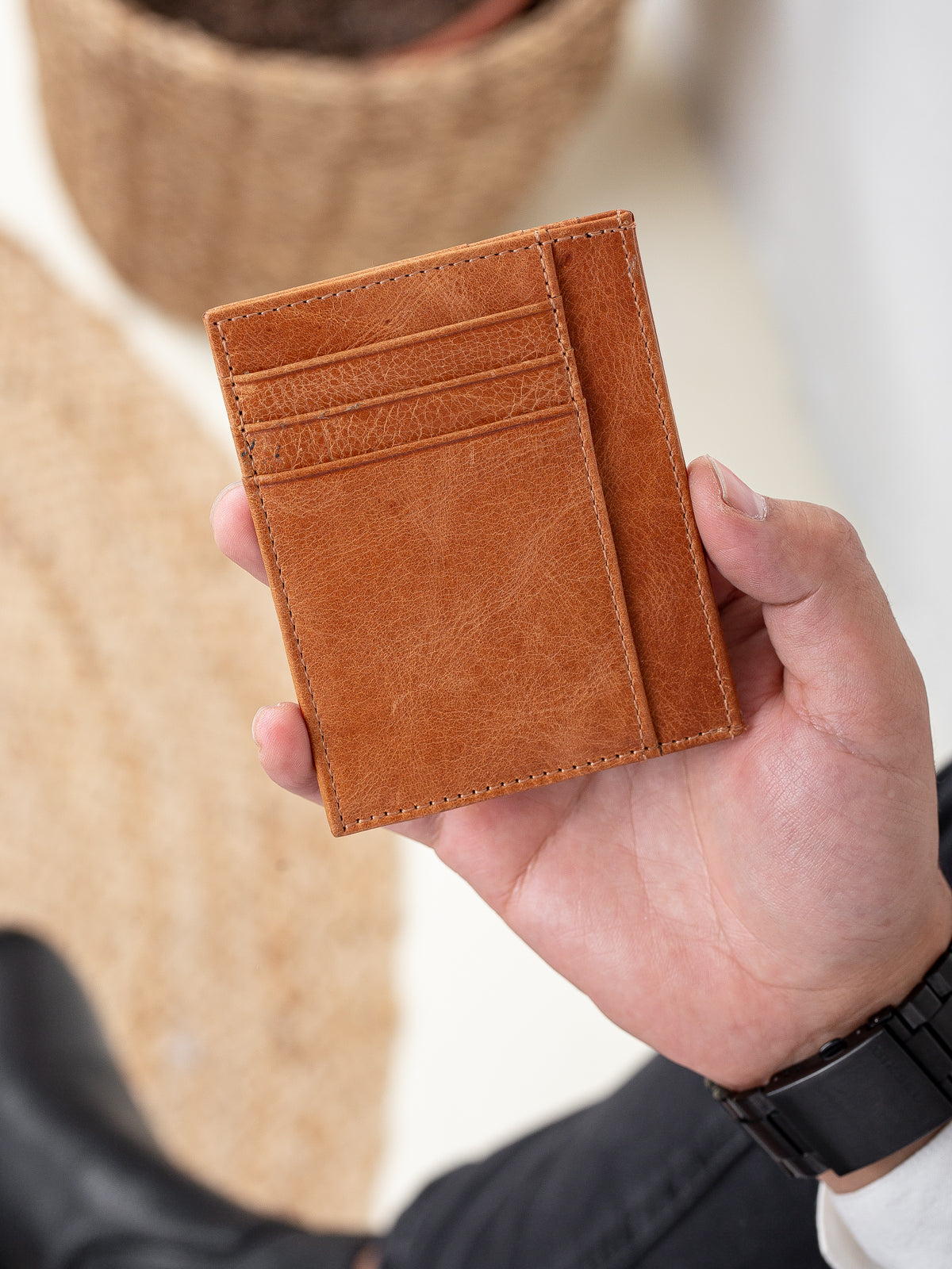 Niki Leather Cavu Vintage Deri Unisex Kartlık Cüzdan