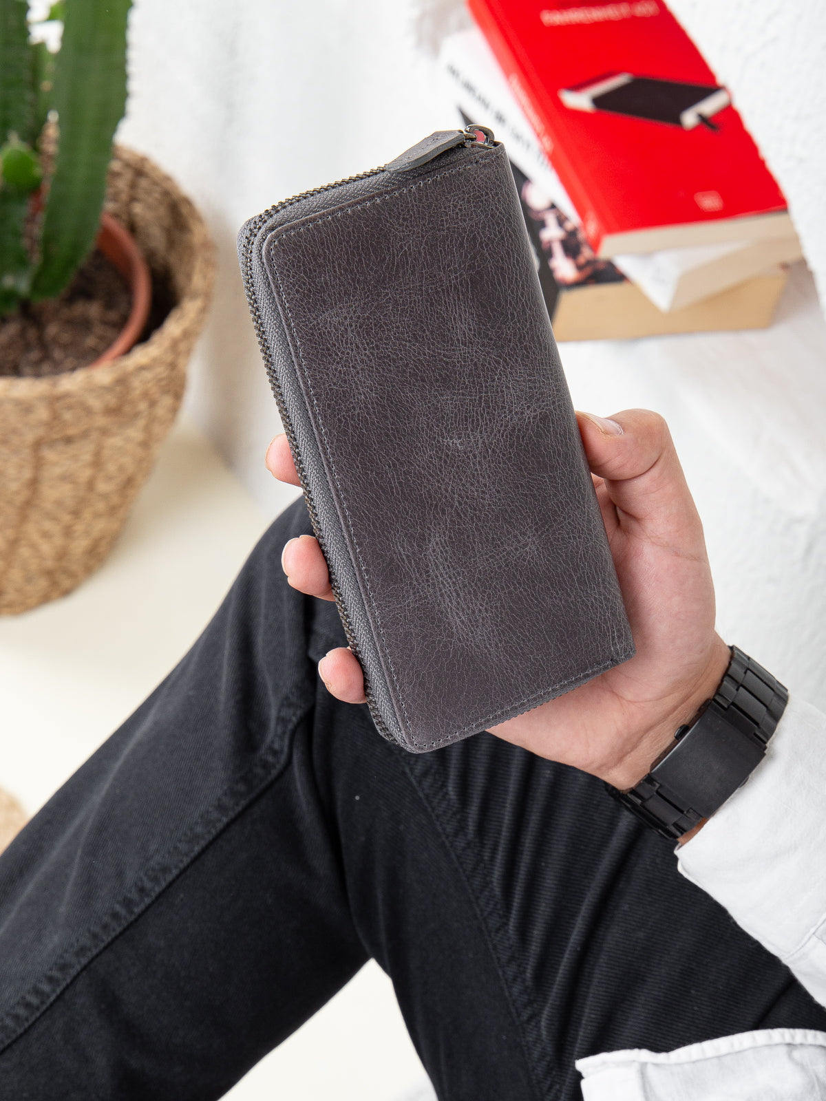 Niki Leather Crespo Telefon Bölmeli Deri Portföy