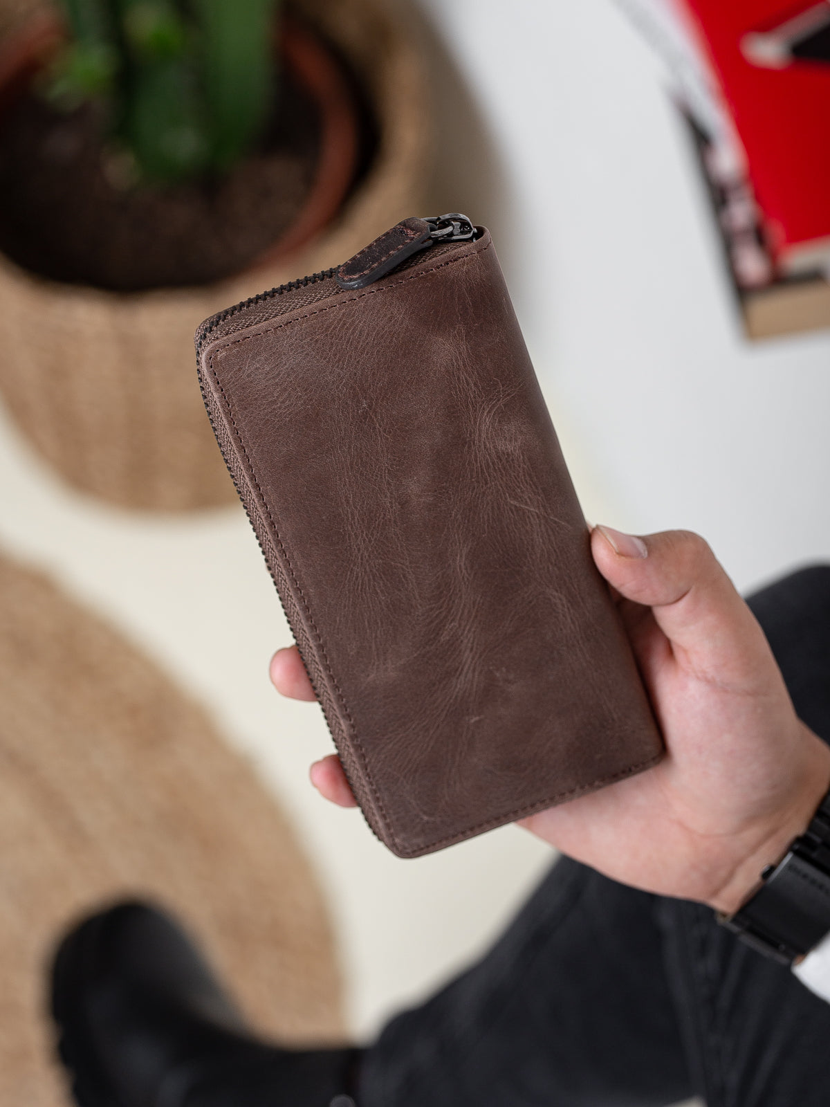 Niki Leather Crespo Telefon Bölmeli Deri Portföy