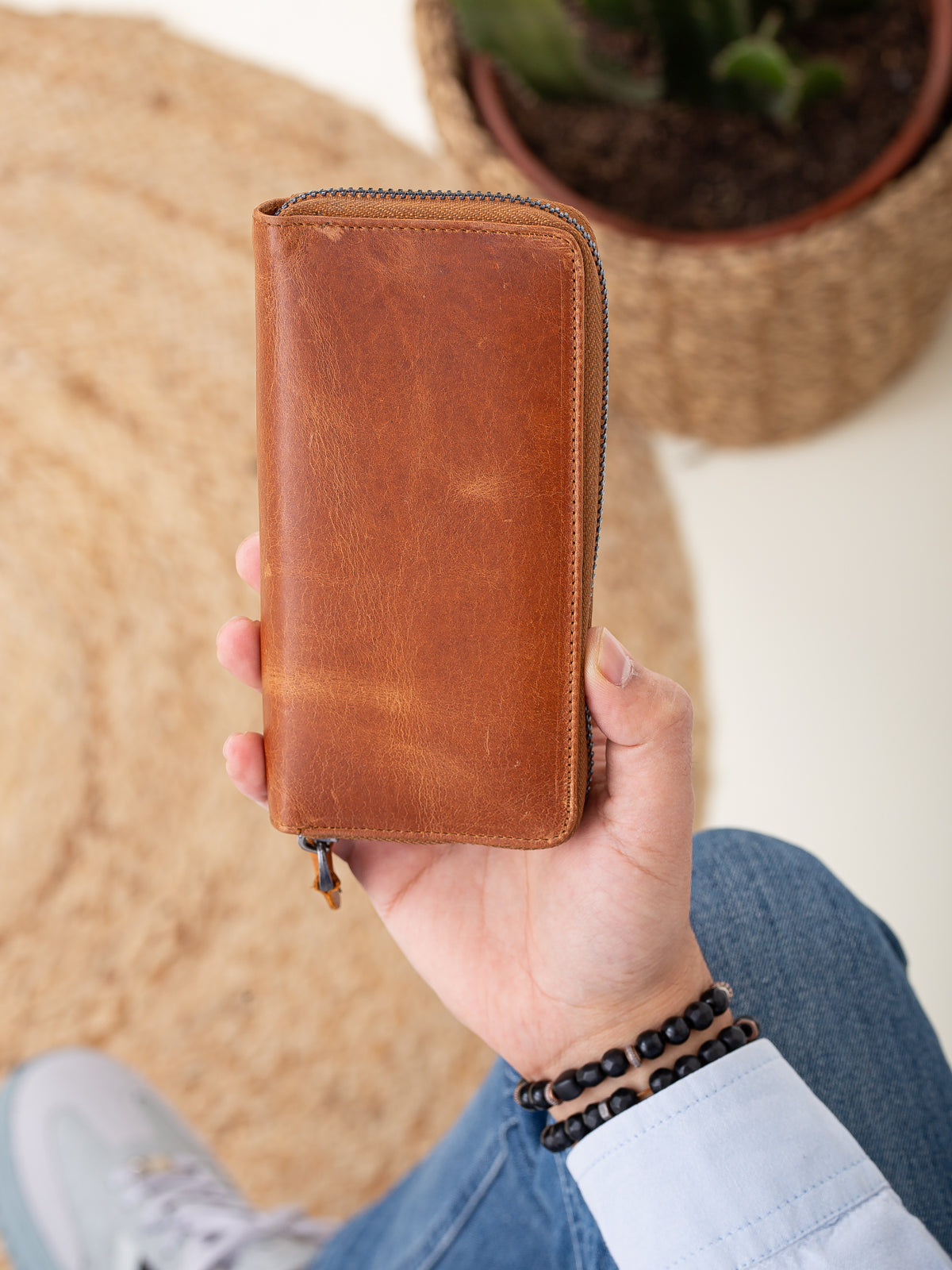 Niki Leather Dia Vintage Deri Fermuarlı Unisex Kartlık Portföy