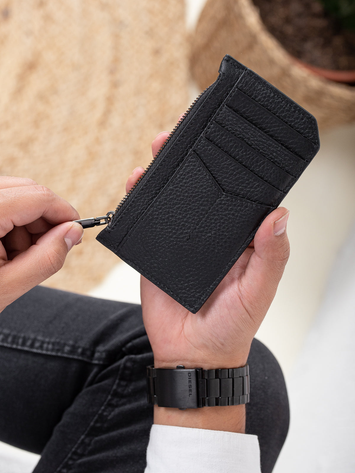 Niki Leather Thin Hakiki Deri Fermuarlı Unisex Kartlık Cüzdan